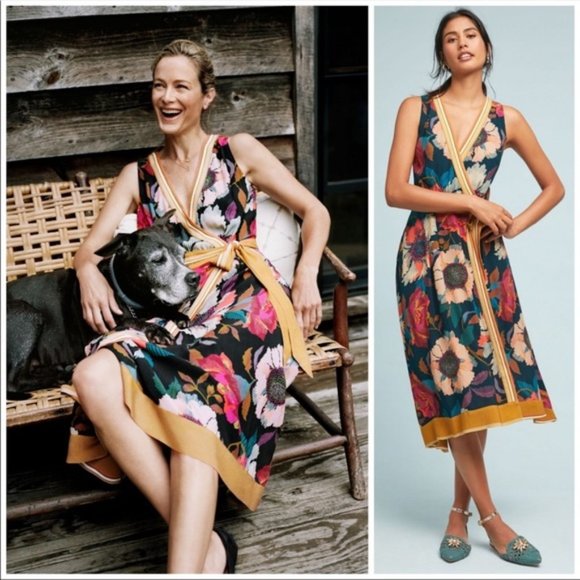 anthropologie botanica wrap dress